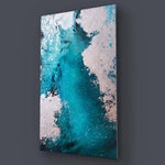 Blue White Abstract Painting 2 Glass Wall Art - CreoGlass E-Shop