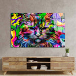 Cat Pop Art Glass Wall Art - CreoGlass E-Shop