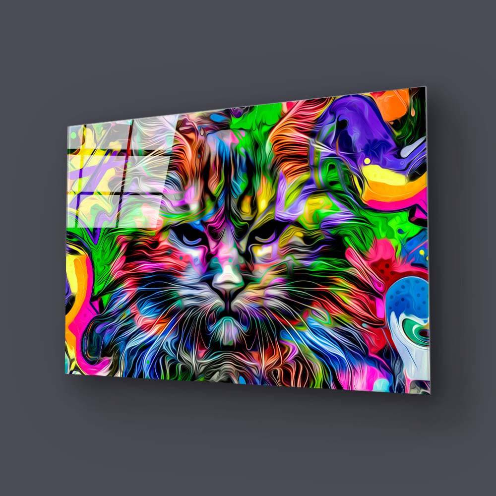 Cat Pop Art Glass Wall Art - CreoGlass E-Shop