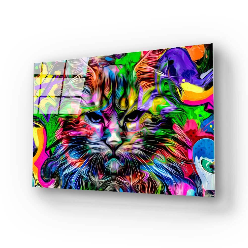 Cat Pop Art Glass Wall Art - CreoGlass E-Shop