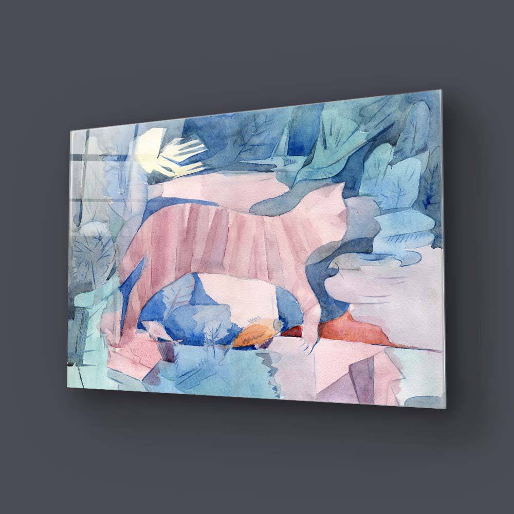 Cat under Water Glass Wall Art - CreoGlass E-Shop