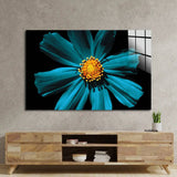 Cerulean Daisy Glass Wall Art - CreoGlass E-Shop