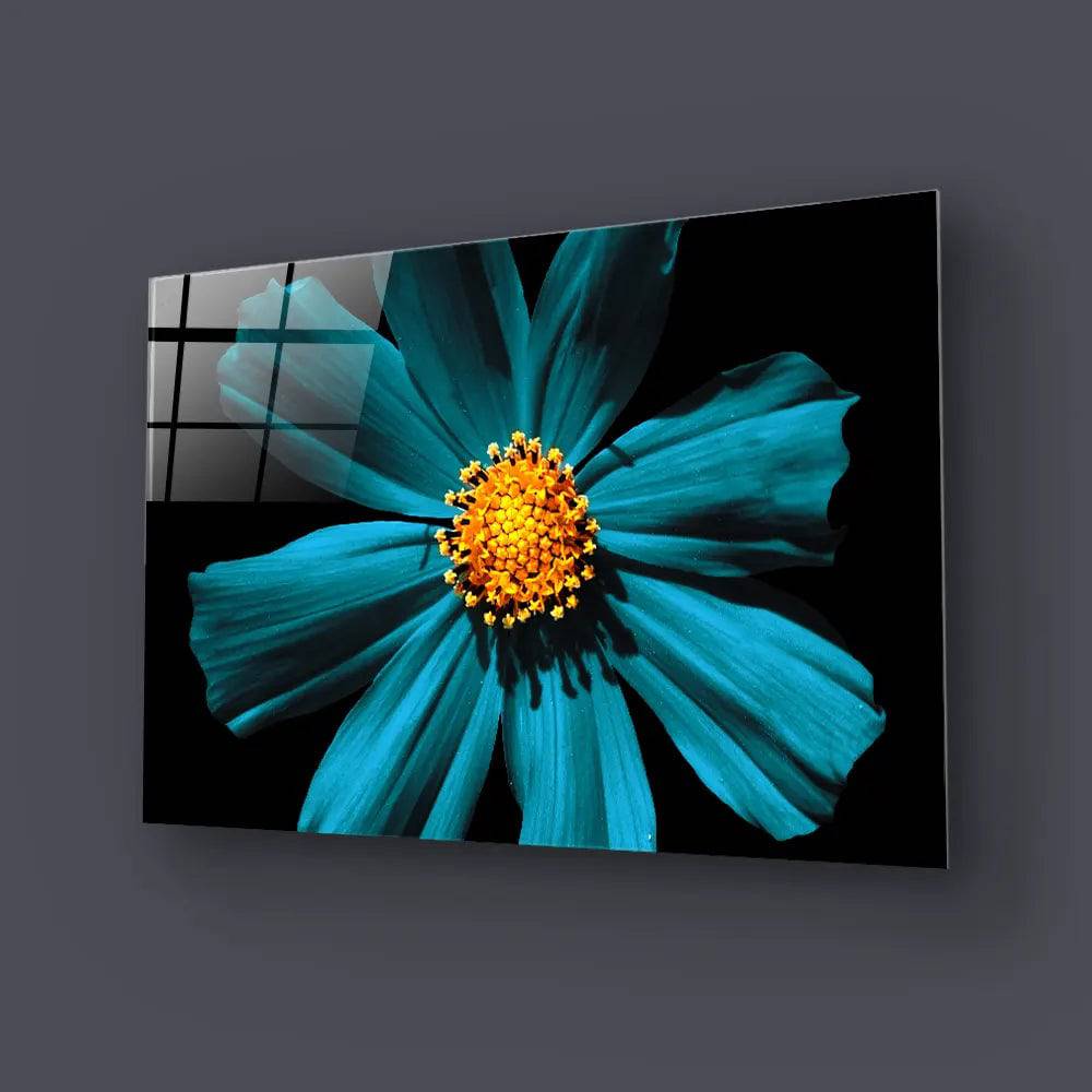 Cerulean Daisy Glass Wall Art - CreoGlass E-Shop