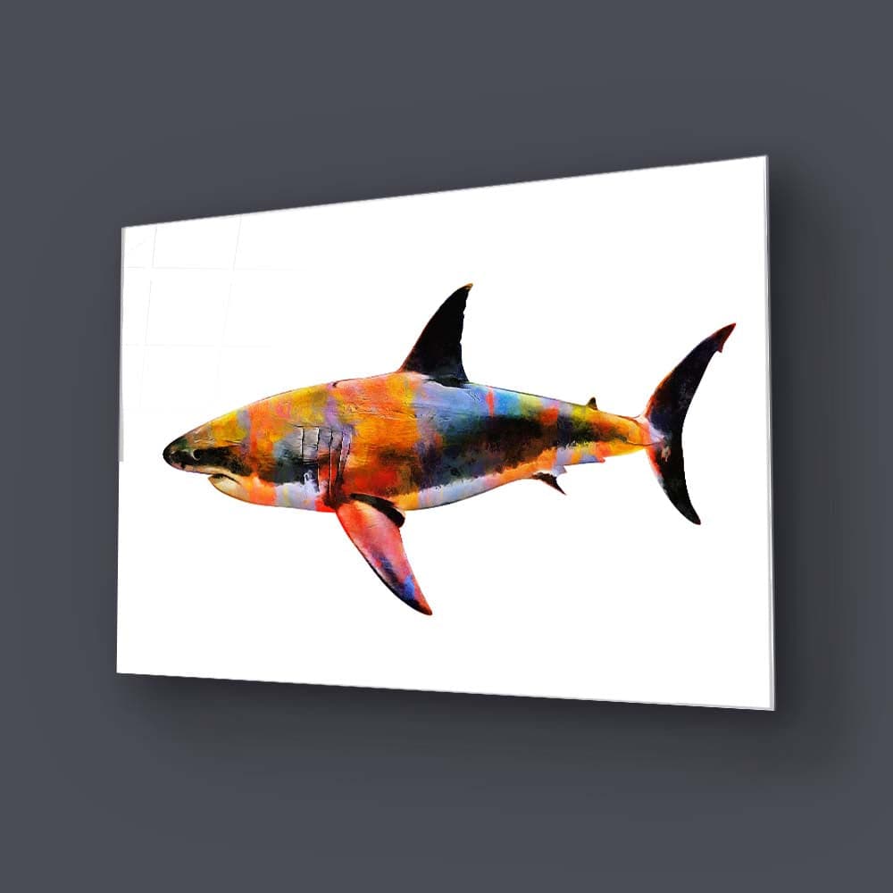 Colourful Abstract Shark Glass Wall Art - CreoGlass E-Shop
