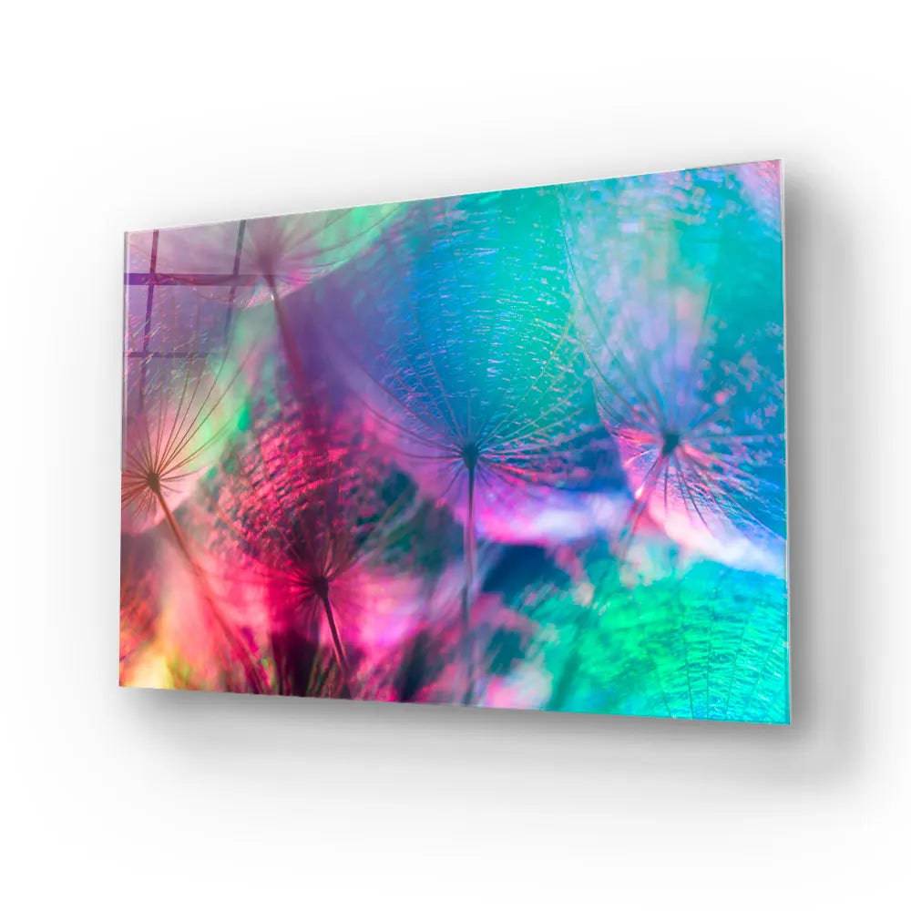 Colourful Dandelion Flowers Glass Wall Art - CreoGlass E-Shop