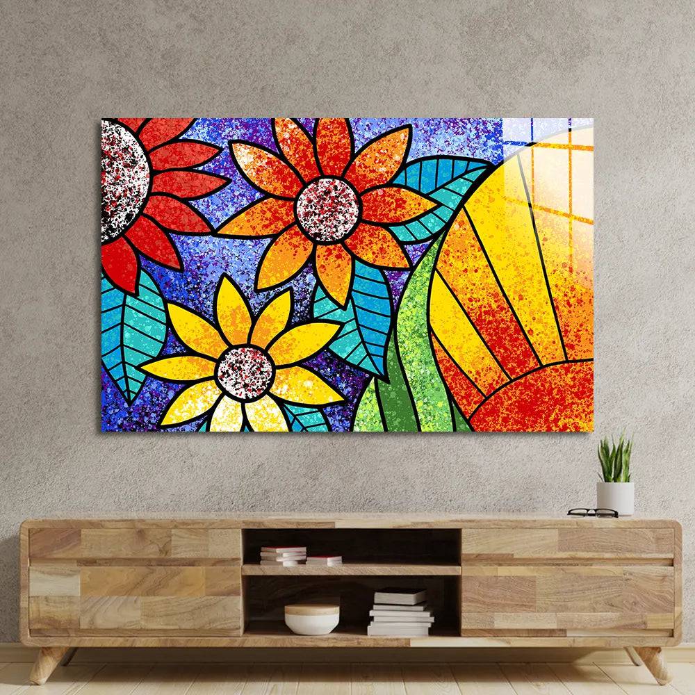 Colourful Flowers Glass Wall Art - CreoGlass E-Shop
