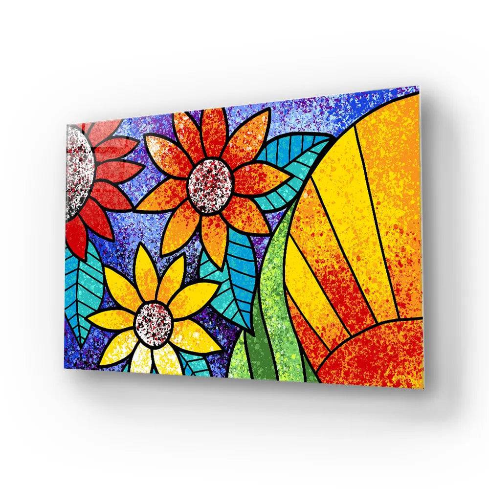 Colourful Flowers Glass Wall Art - CreoGlass E-Shop