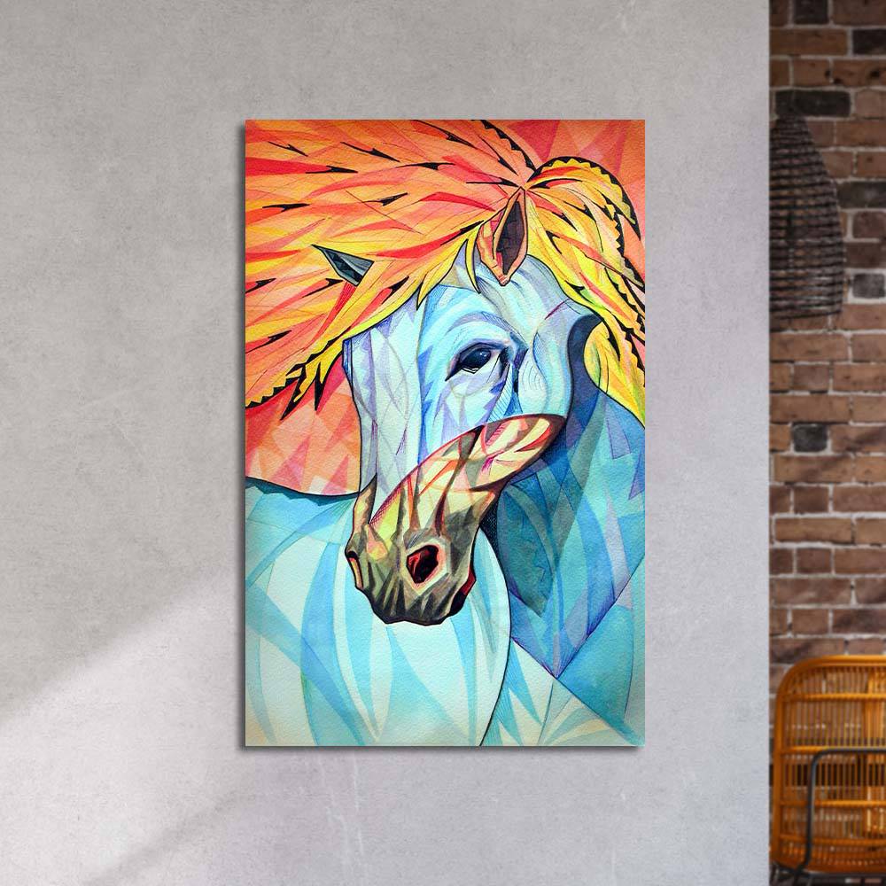 Colourful Horse Abstract Art Painting Glass Wall Art - CreoGlass E-Shop