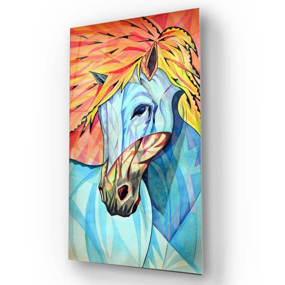 Colourful Horse Abstract Art Painting Glass Wall Art - CreoGlass E-Shop