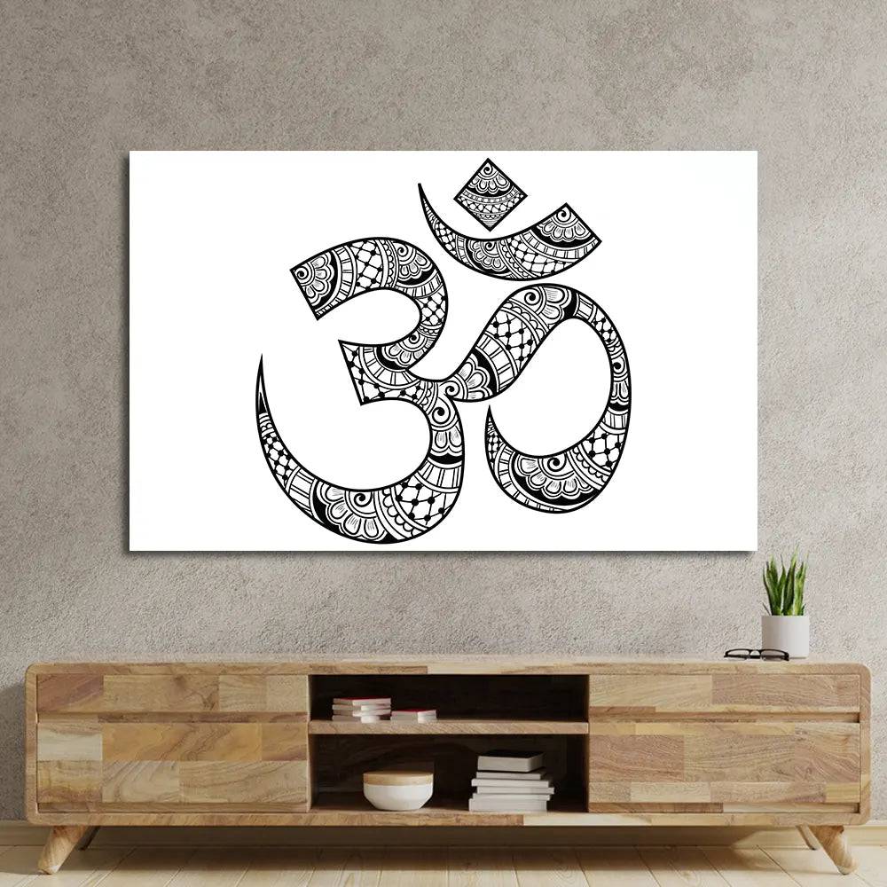 Diwali Om Ornament Symbol Pattern Glass Wall Art - CreoGlass E-Shop