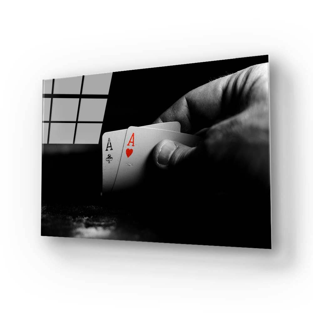 Double Aces Playing Cards Glass Wall Art - CreoGlass E-Shop