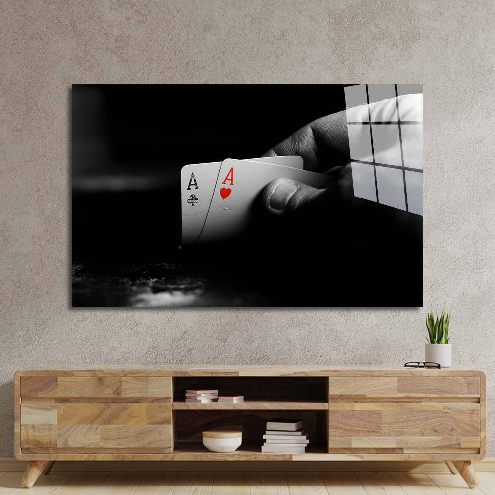 Double Aces Playing Cards Glass Wall Art - CreoGlass E-Shop