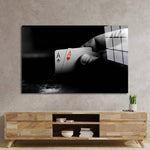 Double Aces Playing Cards Glass Wall Art - CreoGlass E-Shop