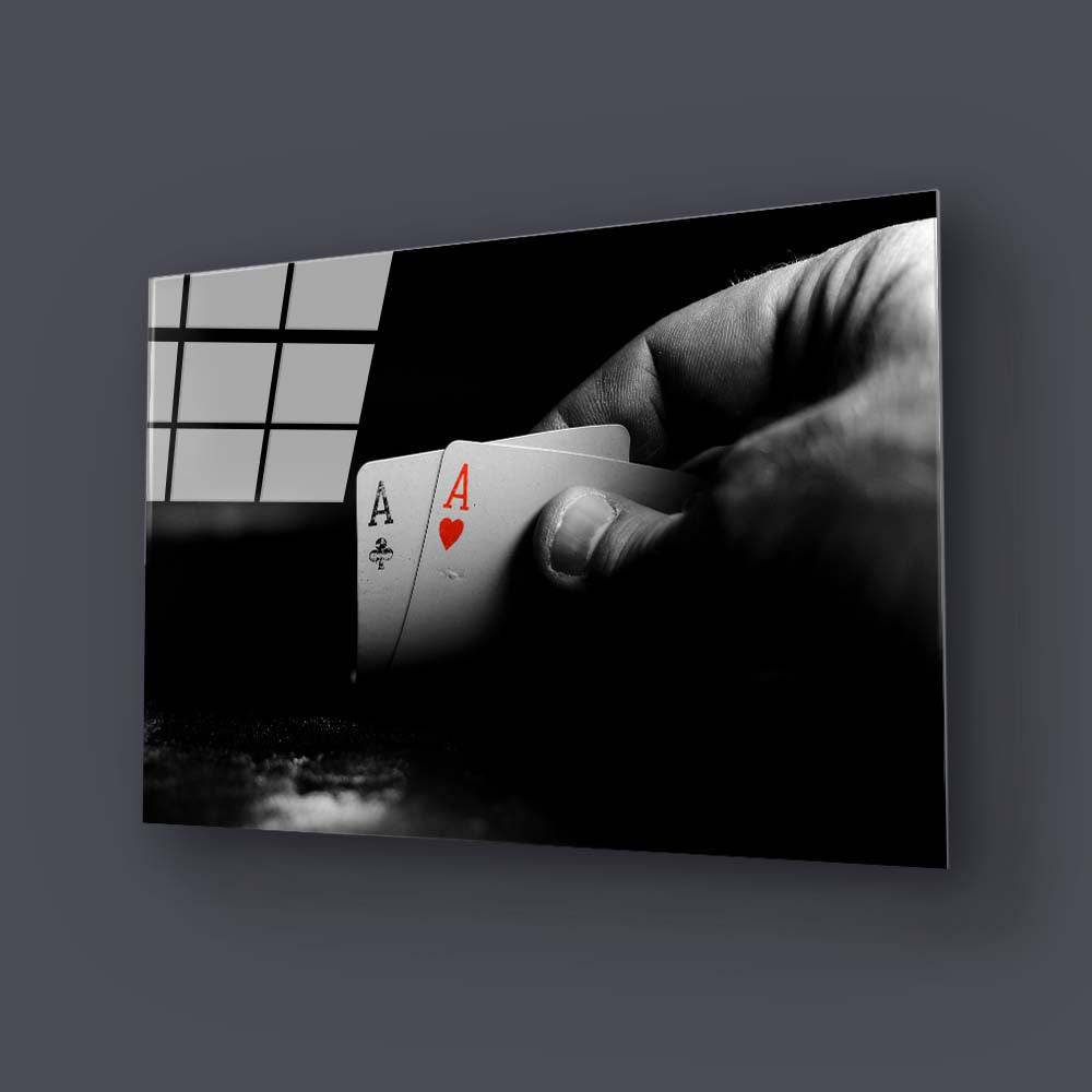 Double Aces Playing Cards Glass Wall Art - CreoGlass E-Shop