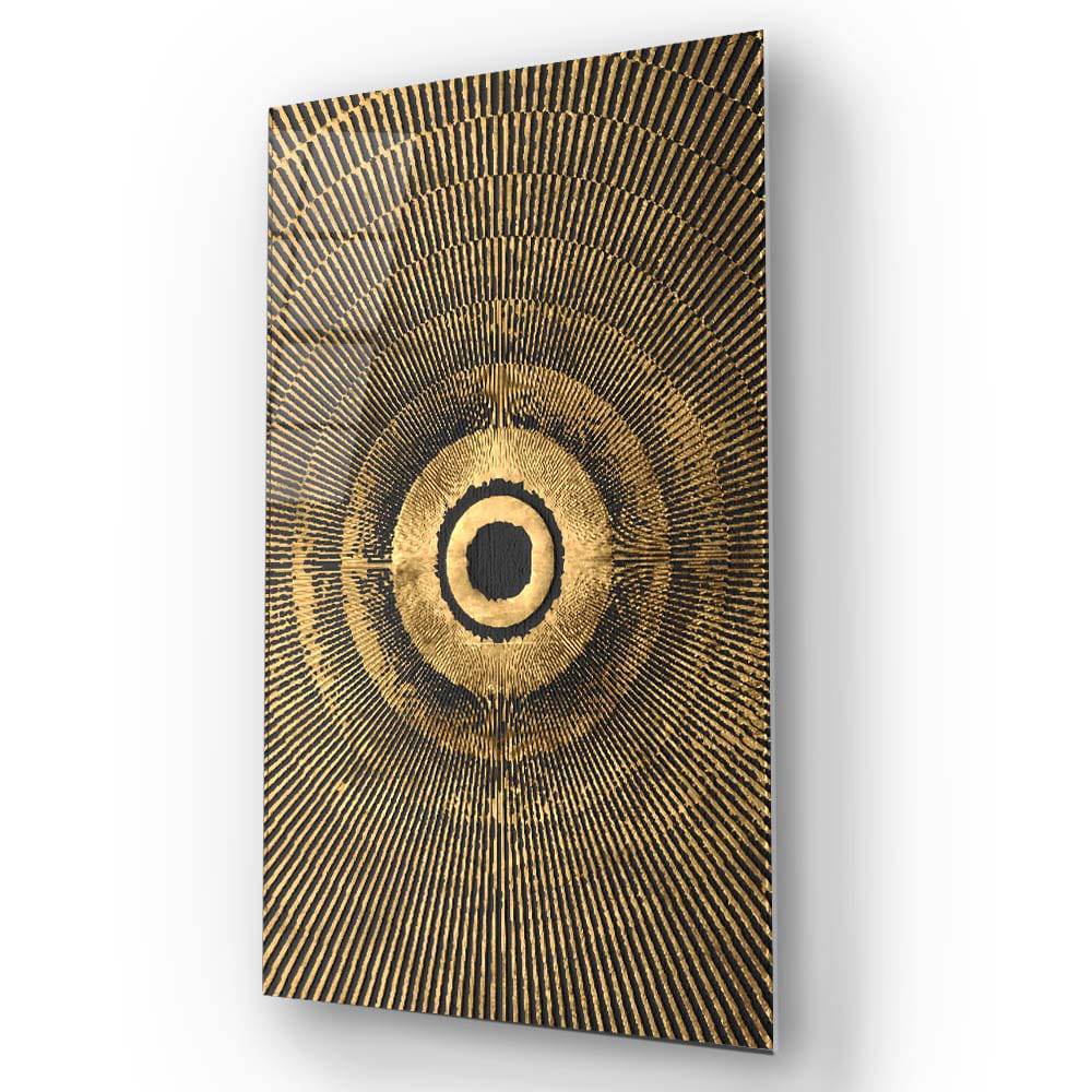Egyptian Circle Sun Rays with Dark Textured Background Glass Wall Art - CreoGlass E-Shop