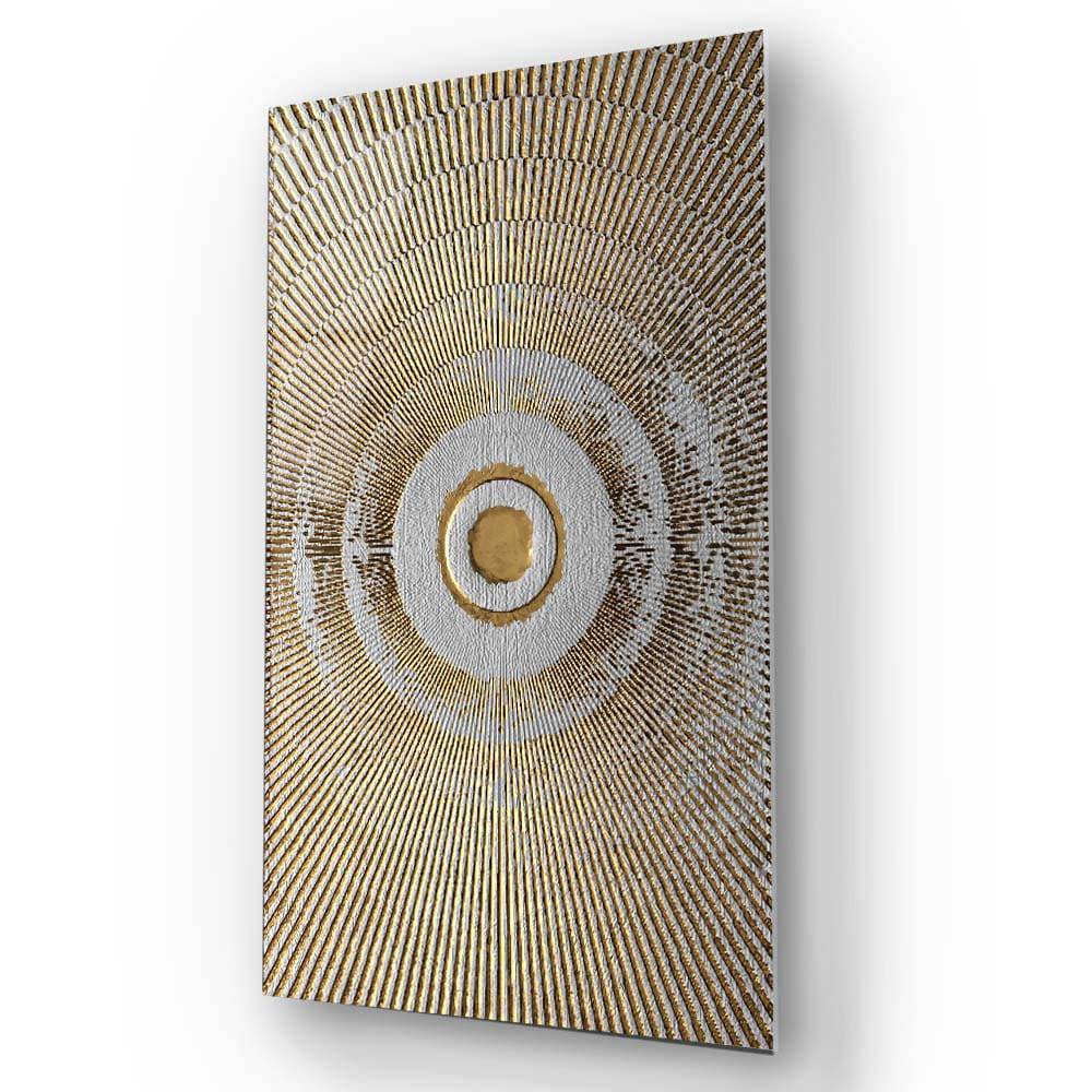 Egyptian Circle Sun Rays with Light Textured Background Glass Wall Art - CreoGlass E-Shop