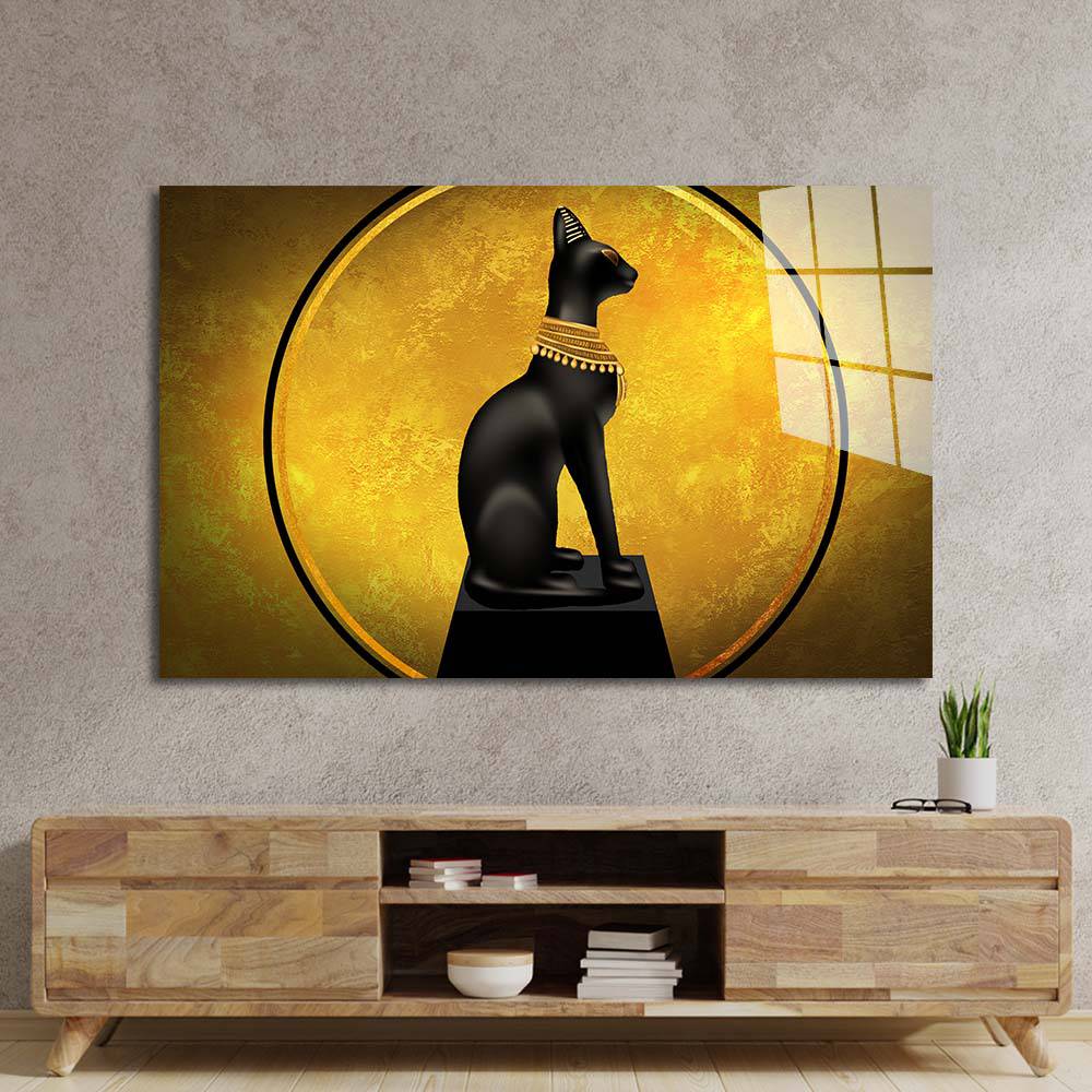 Egyptian Goddess Bastet Glass Wall Art - CreoGlass E-Shop