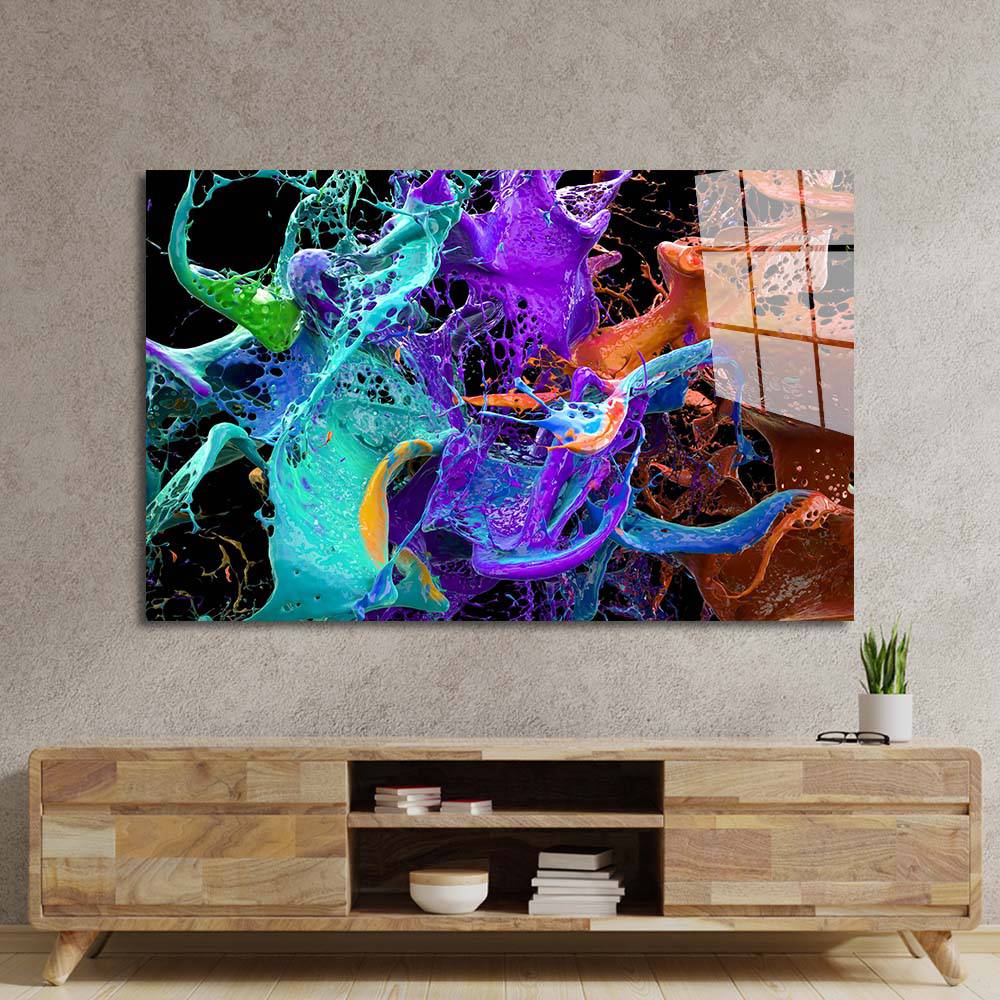 Exploding Paints Glass Wall Art - CreoGlass E-Shop