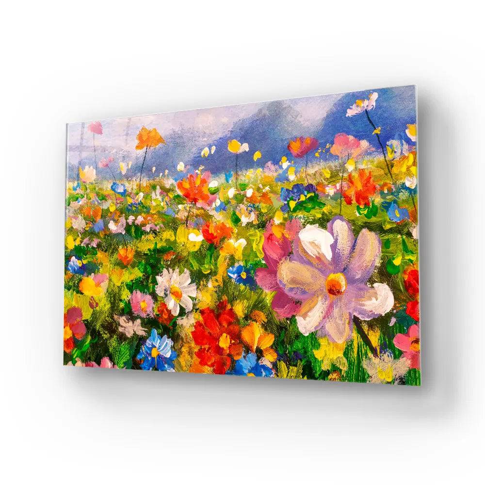 Flowers Monet Meadow 2 Glass Wall Art - CreoGlass E-Shop