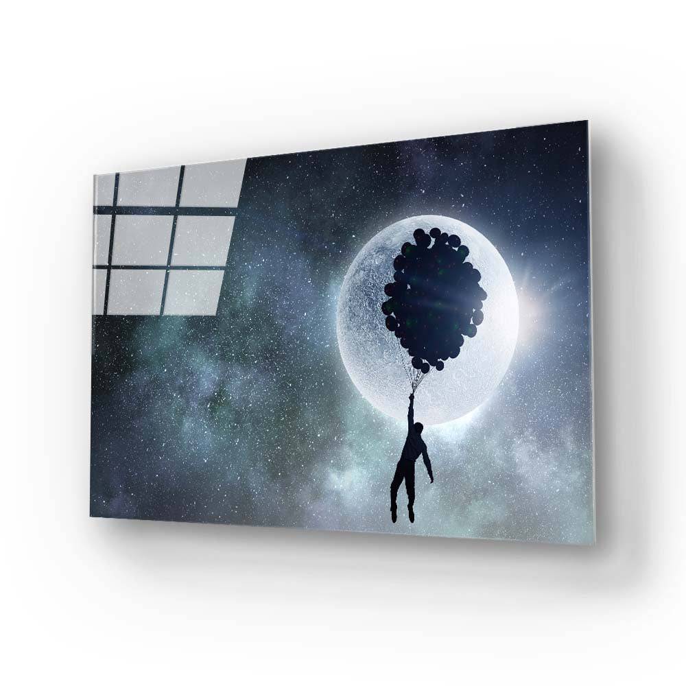Flying to the Moon Glass Wall Art - CreoGlass E-Shop