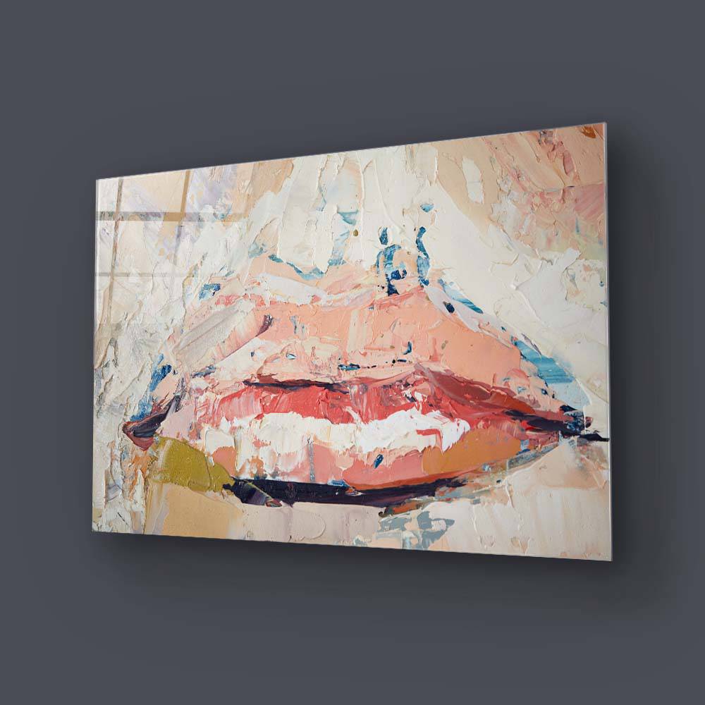 Fragmented Lips Glass Wall Art - CreoGlass E-Shop