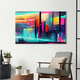 Futuristic Neon City Glass Wall Art - CreoGlass E-Shop