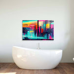 Futuristic Neon City Glass Wall Art - CreoGlass E-Shop