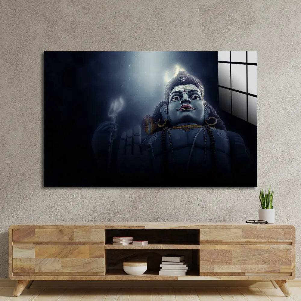 Giant Statue God Shiva Koneshwaram Trincomalee Glass Wall Art - CreoGlass E-Shop