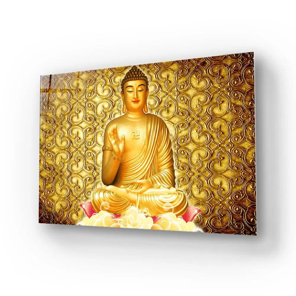 Golden Buddha Glass Wall Art - CreoGlass E-Shop