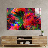 Graphic Floral Seamless Pattern Pink Red Peonies Glass Wall Art - CreoGlass E-Shop
