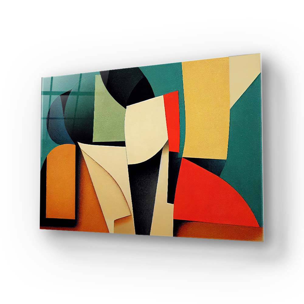 Grunge Abstract Geometric Shapes Glass Wall Art - CreoGlass E-Shop