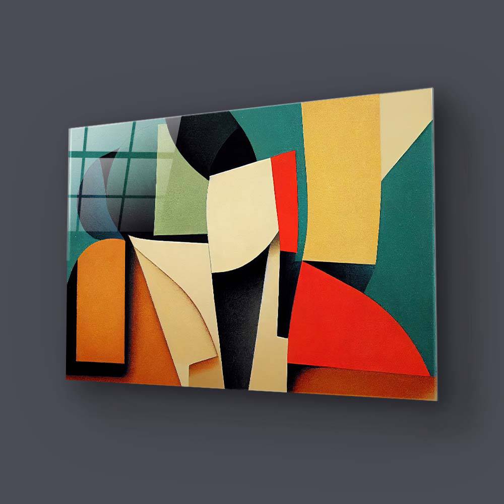 Grunge Abstract Geometric Shapes Glass Wall Art - CreoGlass E-Shop