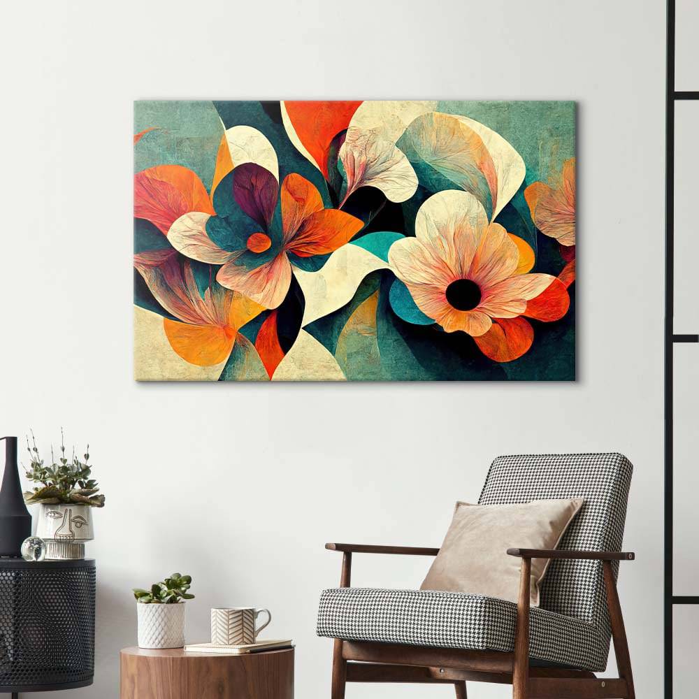 Grunge Paper Flowers Glass Wall Art - CreoGlass E-Shop