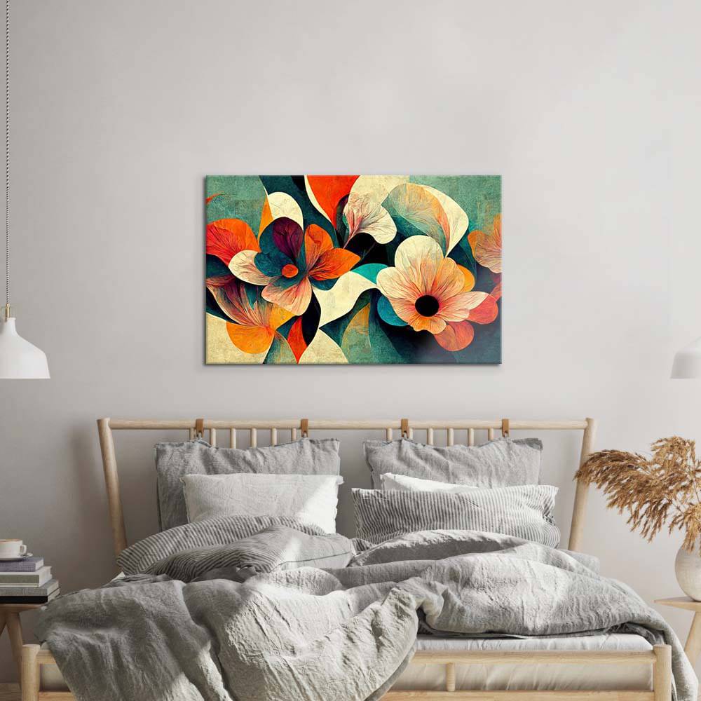 Grunge Paper Flowers Glass Wall Art - CreoGlass E-Shop