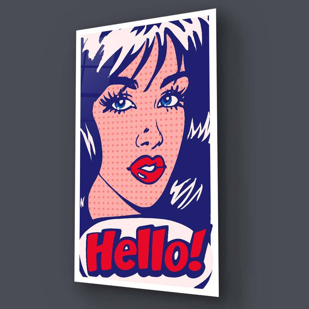 Hello! Retro Glass Wall Art - CreoGlass E-Shop