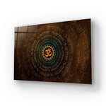 Hindu God Shiva Symbole Om Center Glass Wall Art - CreoGlass E-Shop