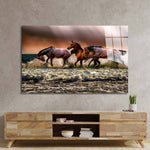 Horse Running Through Water Glass Wall Art - CreoGlass E-Shop