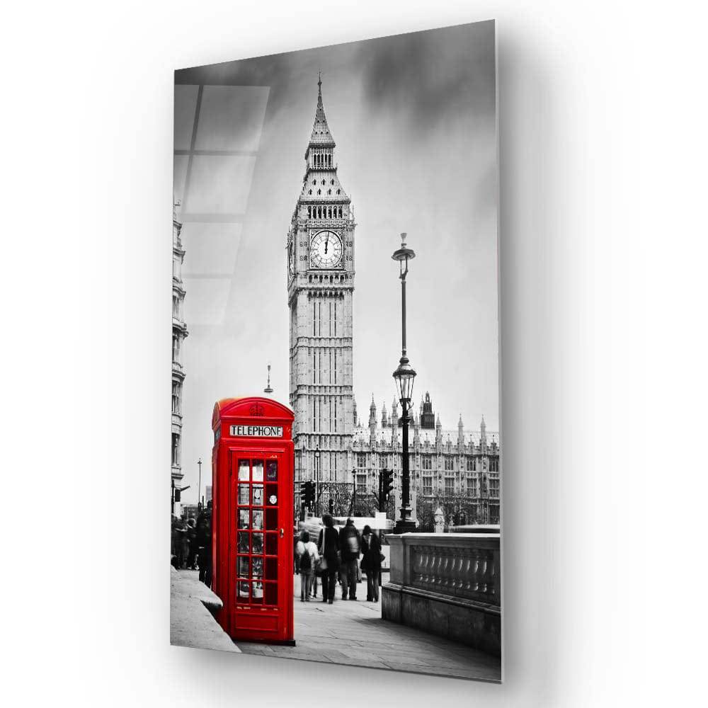 Iconic Red Telephone Booth and Big Ben Glass Wall Art - CreoGlass E-Shop