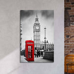 Iconic Red Telephone Booth and Big Ben Glass Wall Art - CreoGlass E-Shop