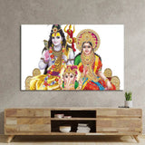 Indian Lord Shiv Family Illustration White Glass Wall Art - CreoGlass E-Shop