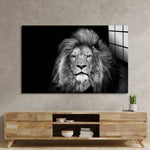 Lion Head On Black Background Wall Art - CreoGlass E-Shop