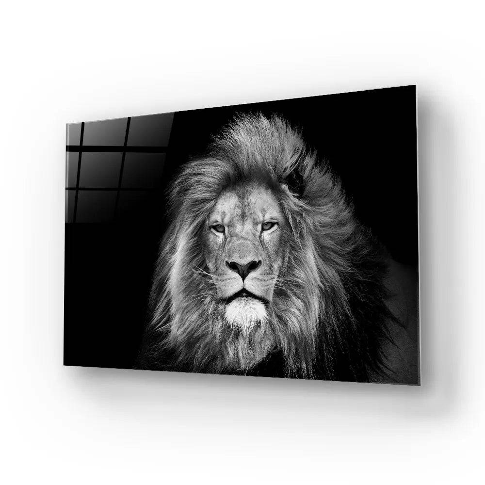 Lion Head On Black Background Wall Art - CreoGlass E-Shop