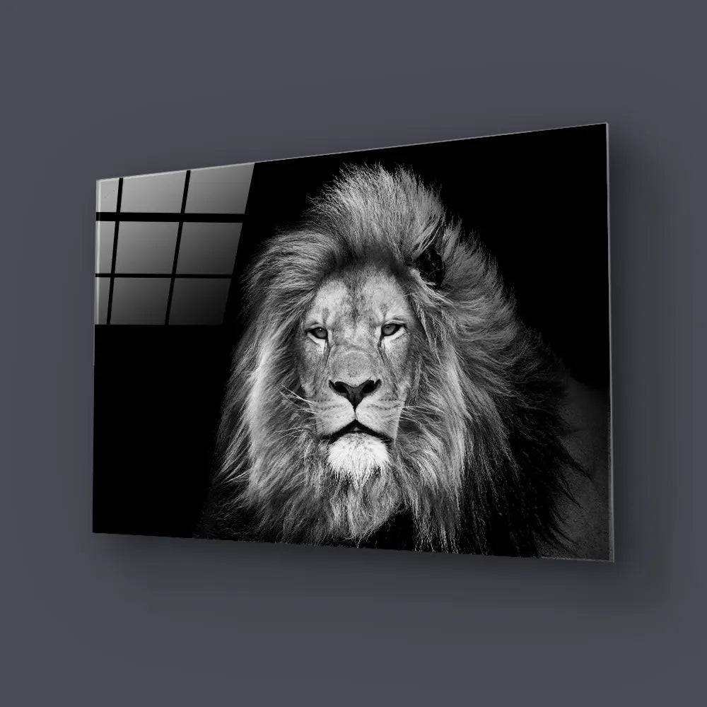 Lion Head On Black Background Wall Art - CreoGlass E-Shop