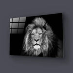 Lion Head On Black Background Wall Art - CreoGlass E-Shop