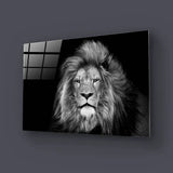 Lion Head On Black Background Wall Art - CreoGlass E-Shop