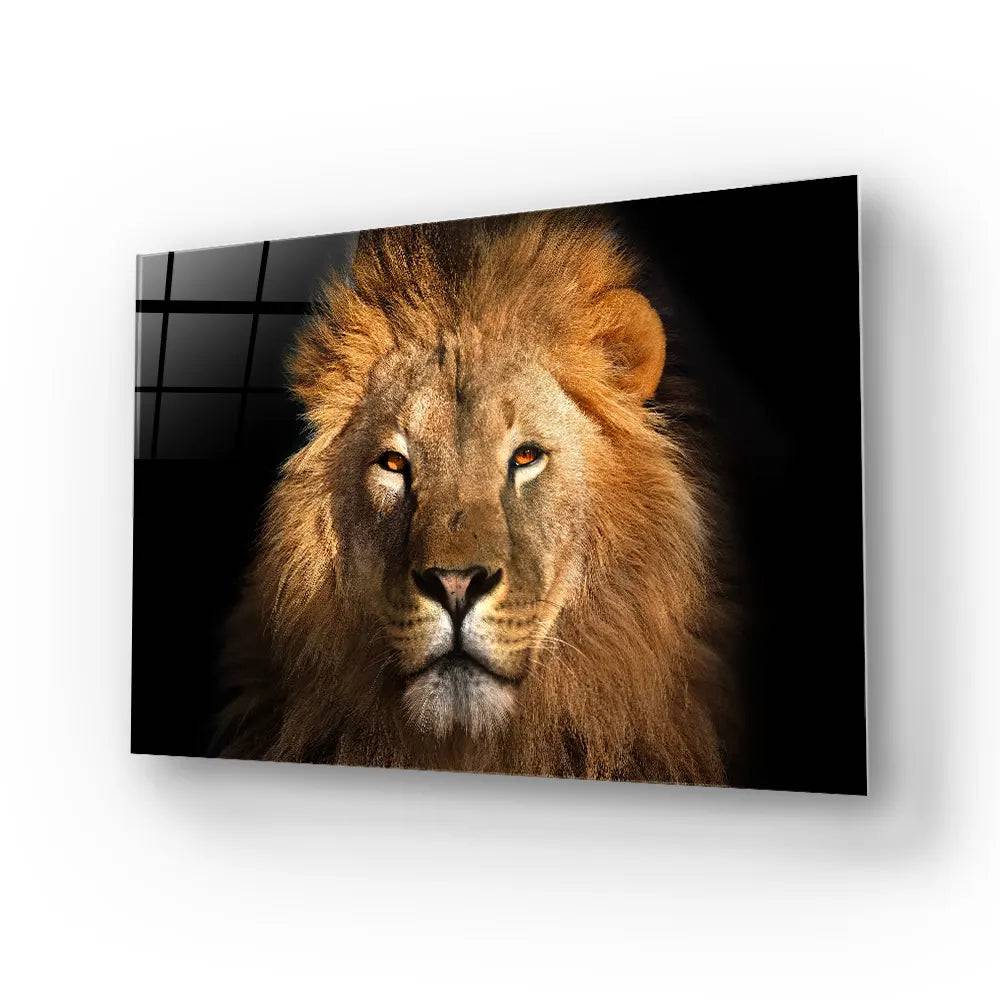 Lion King Isolated On Black Background Glass Wall Art - CreoGlass E-Shop