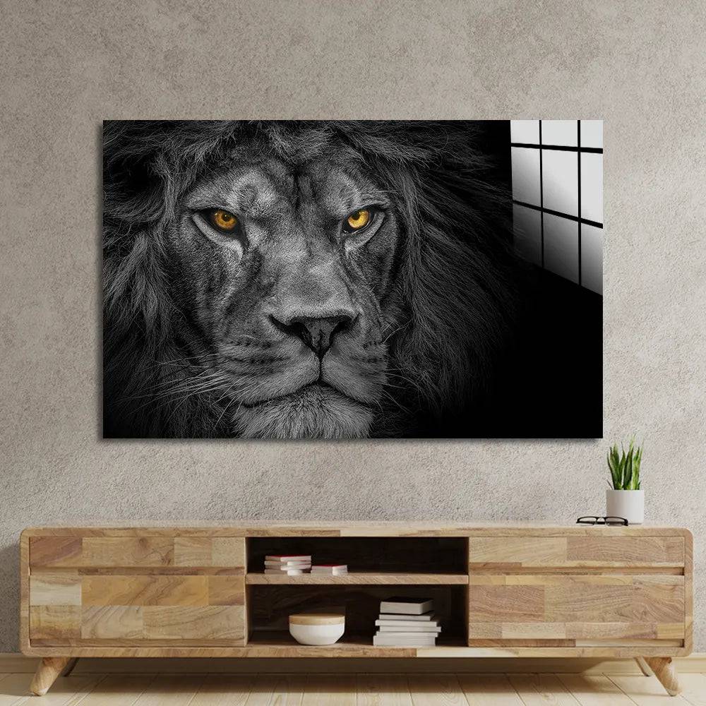 Lion King Portrait Wildlife Animal Glass Wall Art - CreoGlass E-Shop