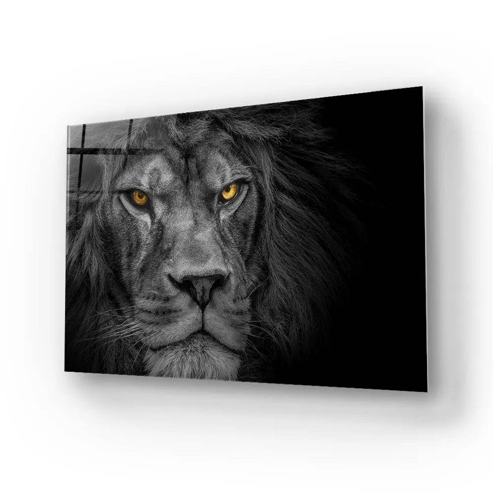 Lion King Portrait Wildlife Animal Glass Wall Art - CreoGlass E-Shop