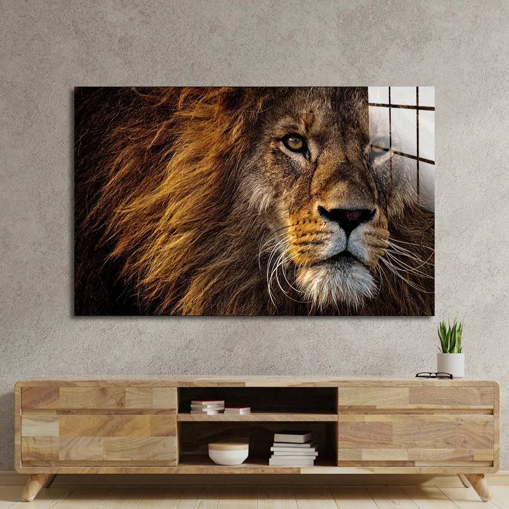 Lion's Portrait Glass Wall Art - CreoGlass E-Shop