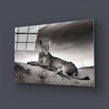 Lioness in the Desert Glass Wall Art - CreoGlass E-Shop